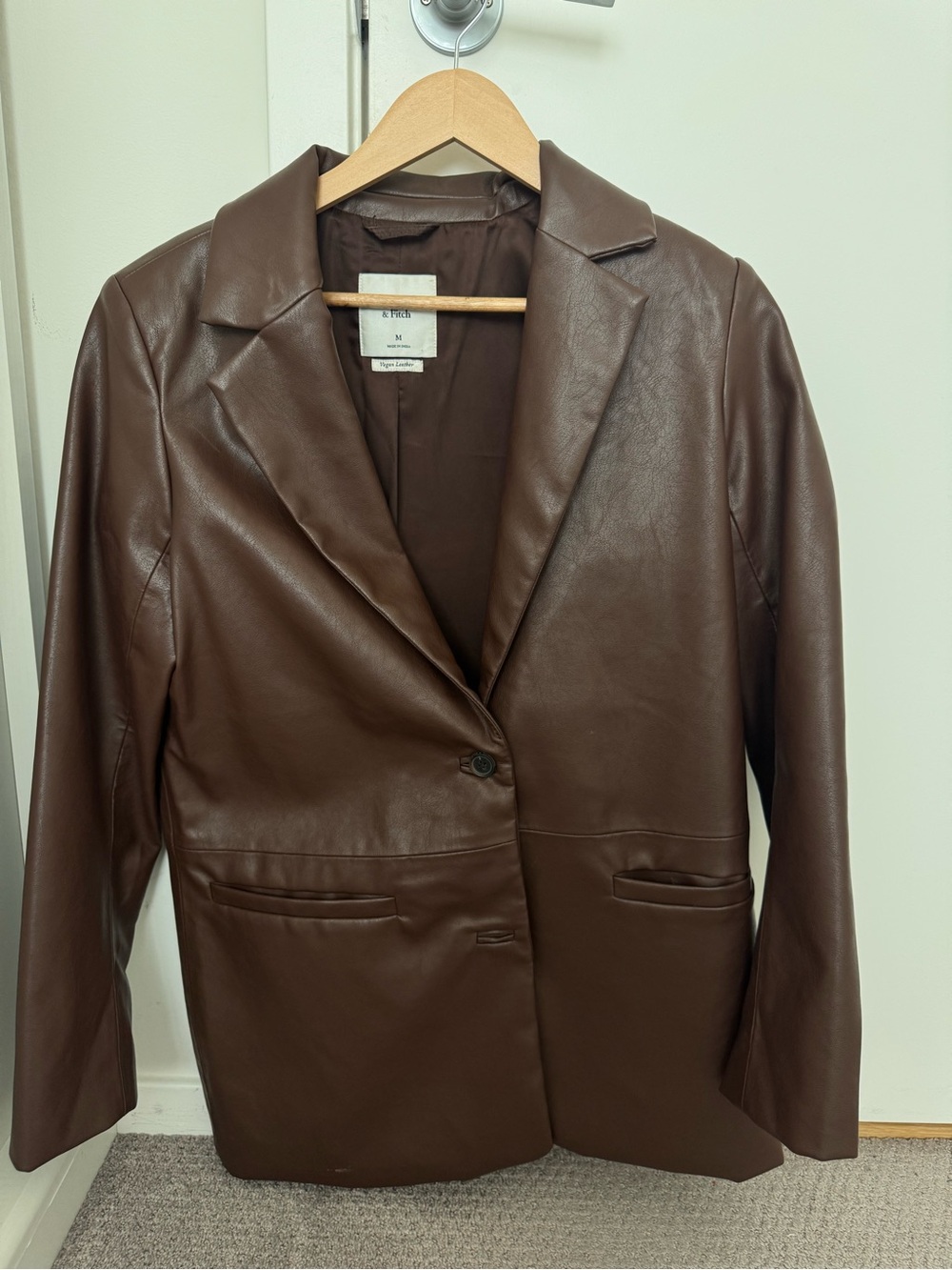 Abercrombie & Fitch Brown Faux Leather Blazer Jacket